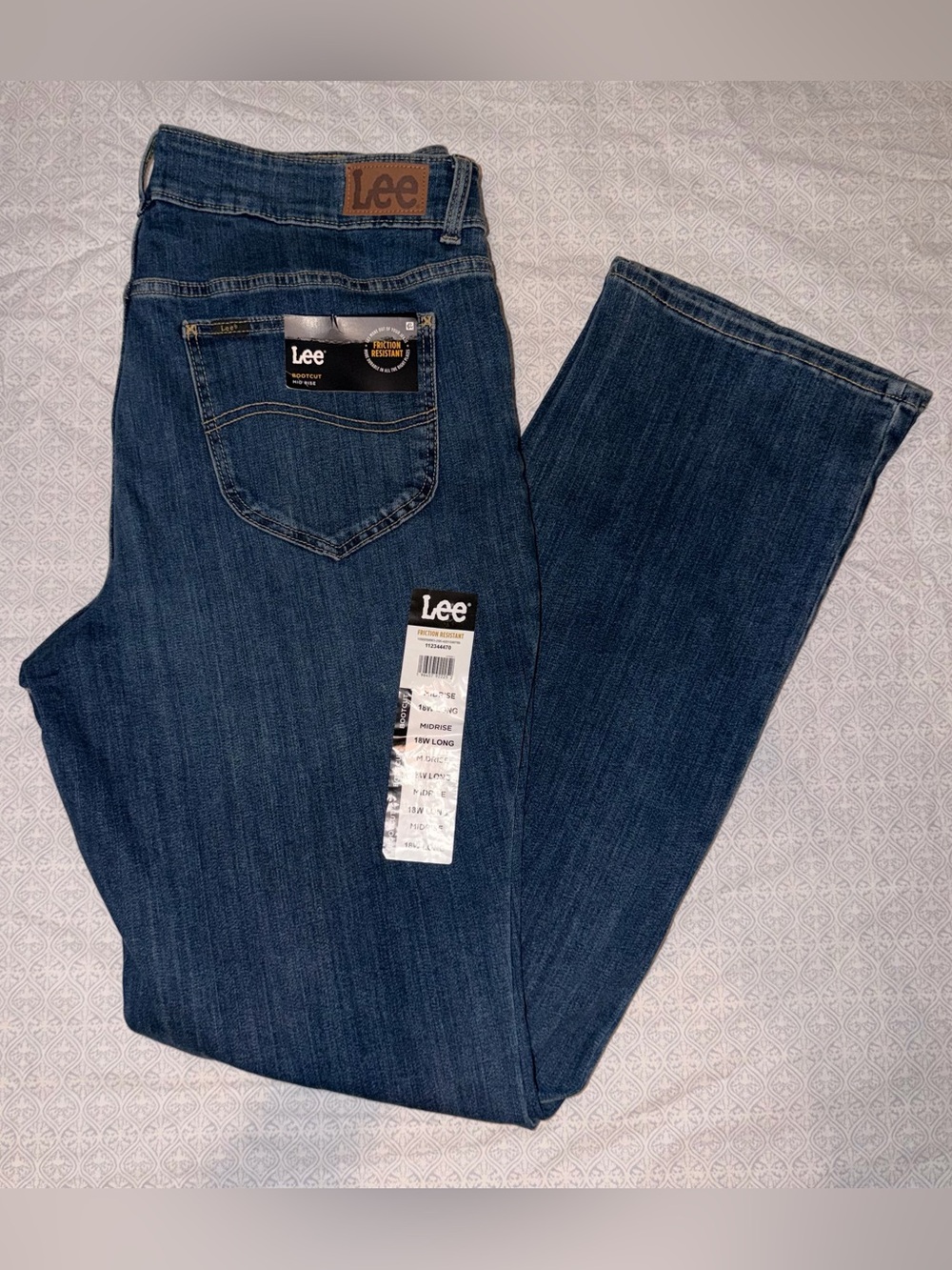 Lee Riders Mid Rise Bootcut Jeans Plus Size 18W Long Dark Wash Comfort Stretch